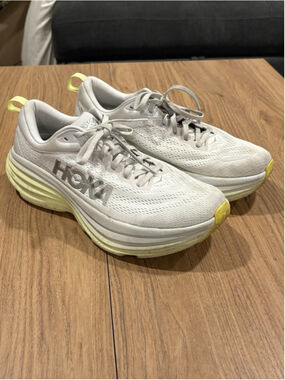 Hoka One One Bondi 8 Shoes Womens Size 9.5B Gray Running Athletic Sneaker J1